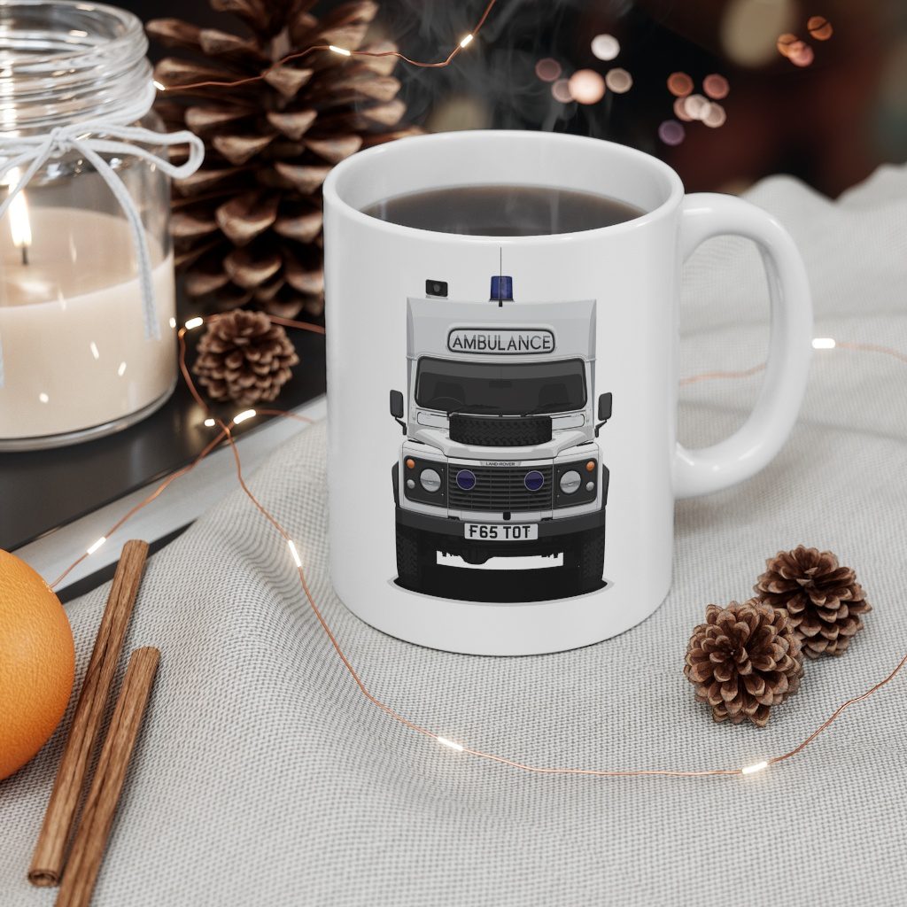 Land Rover Defender 110 - "Ambulance" - Mug 11oz - Image 4