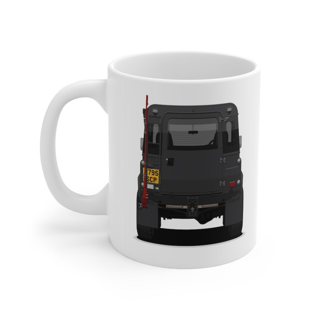Land Rover Defender 90 - "Black Rebel" - Mug 11oz - Image 3