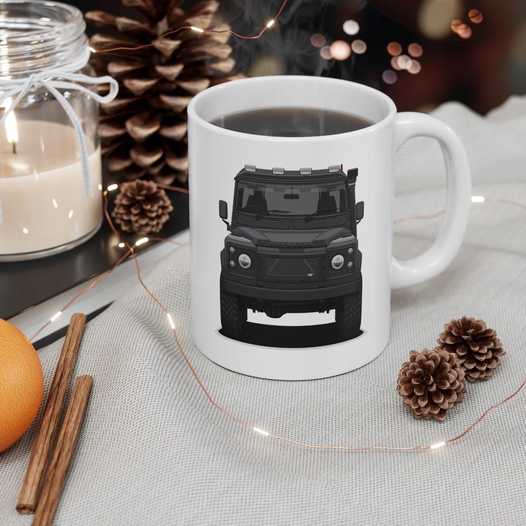 Land Rover Defender 90 - "Black Rebel" - Mug 11oz - Image 4