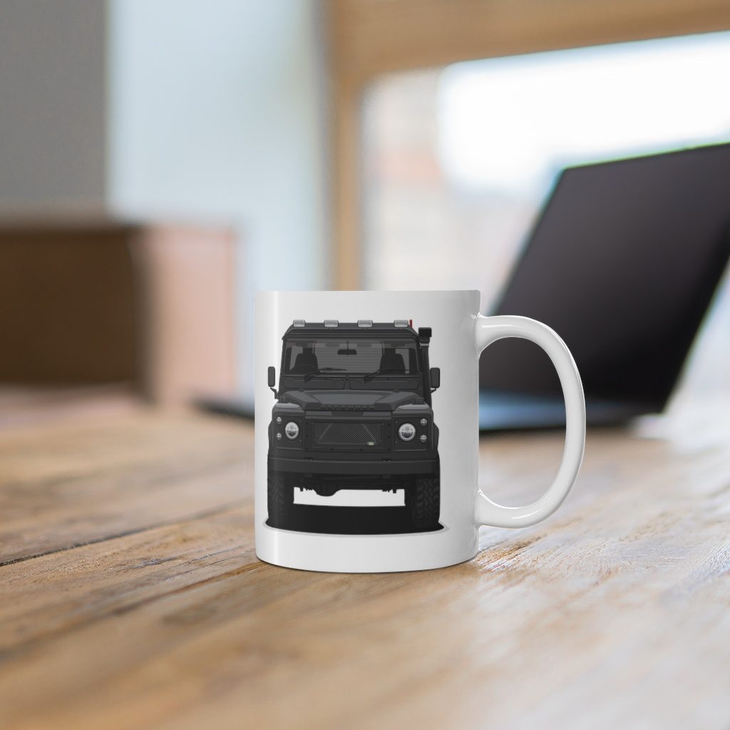 Land Rover Defender 90 - "Black Rebel" - Mug 11oz - Image 6