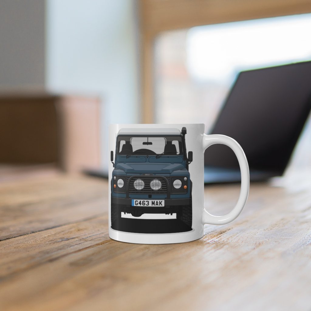 Land Rover Defender 90 - "Blue" - Mug 11oz - Image 6