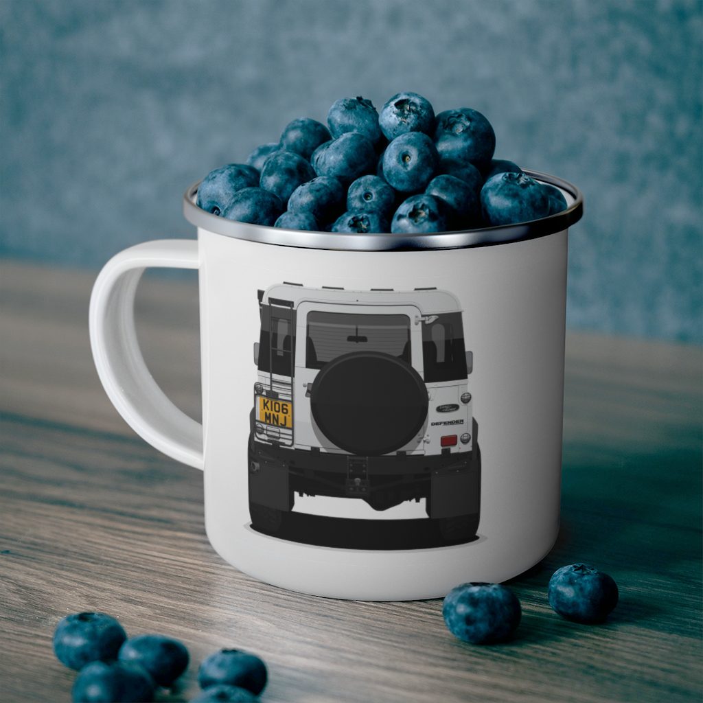 Land Rover Defender 90 - "White Rebel" - Enamel Camping Mug - Image 5