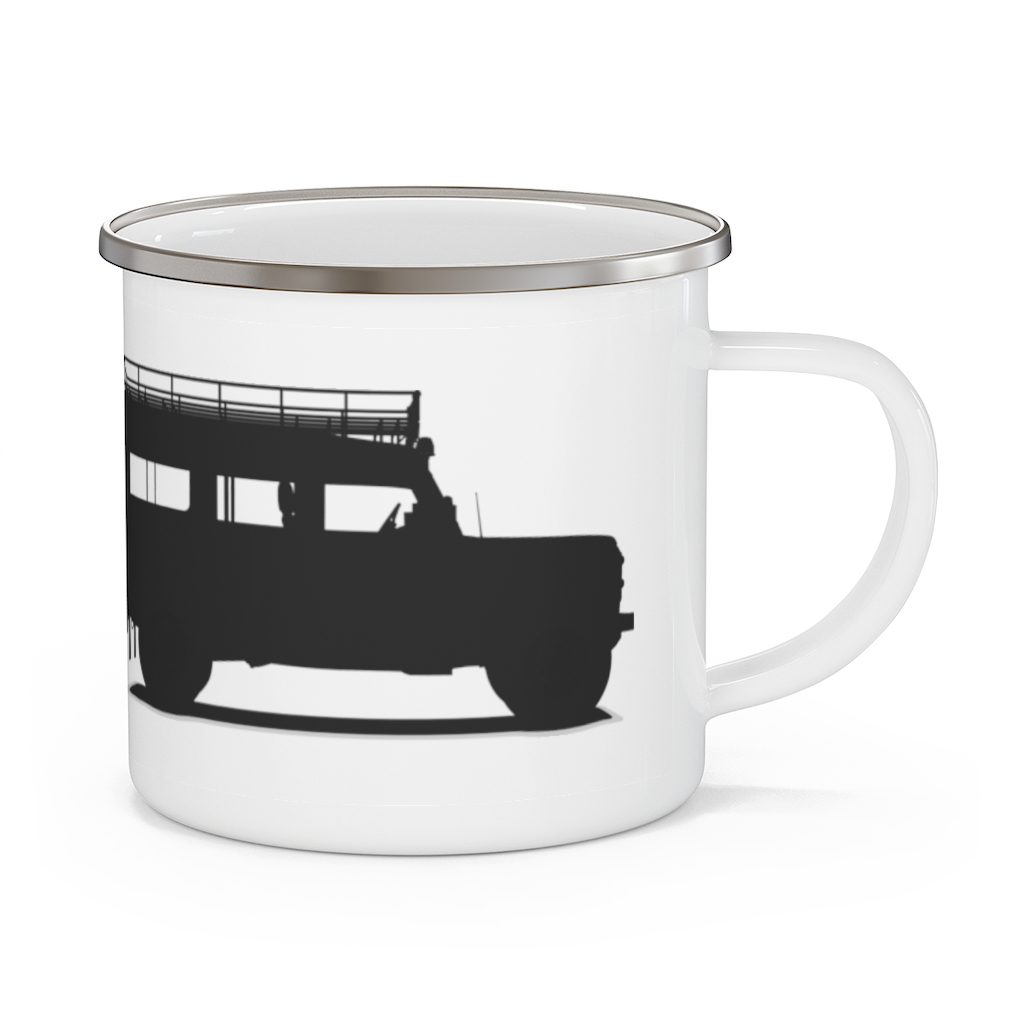 Land Rover Defender 110 - "Evolution of a Mechanic" - Enamel Camping Mug
