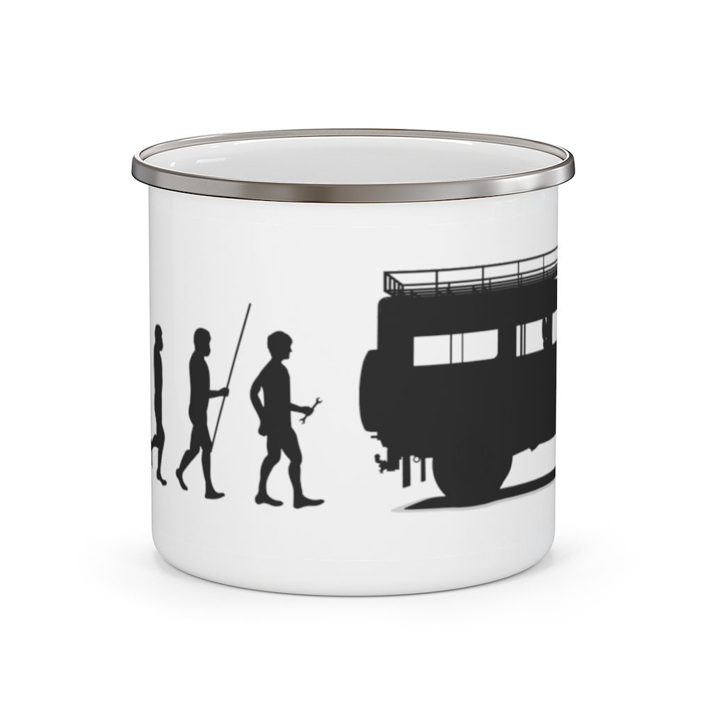 Land Rover Defender 110 - "Evolution of a Mechanic" - Enamel Camping Mug - Image 2