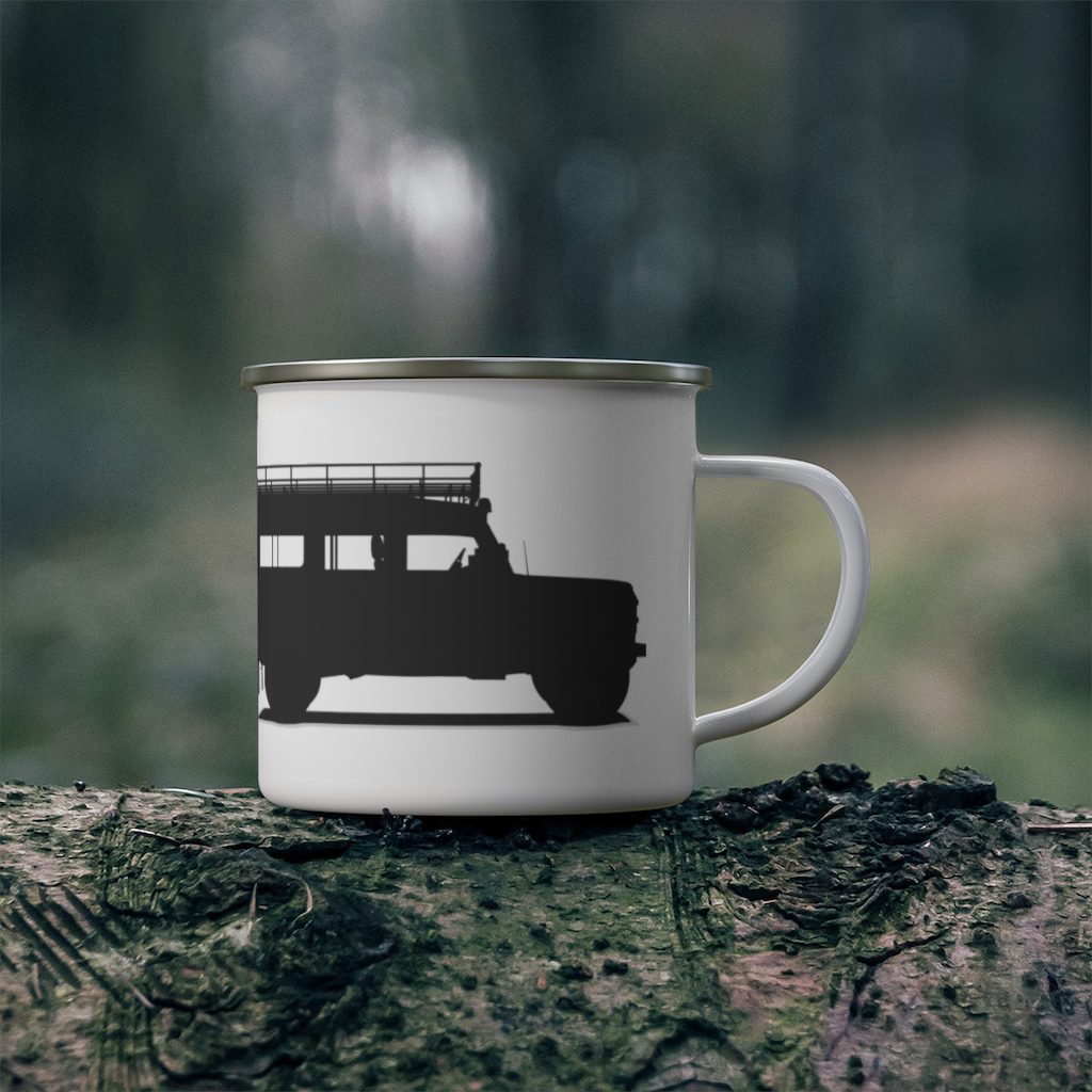 Land Rover Defender 110 - "Evolution of a Mechanic" - Enamel Camping Mug - Image 4